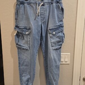 Sun + Stone Light Blue Relaxed Cargo Jeans